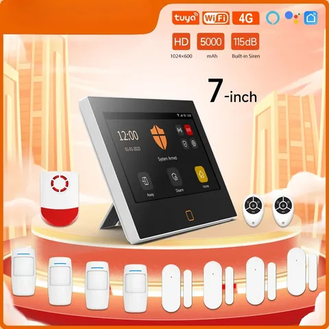 7 Inch Home Alarm System Wireless WiFi 4G Smart Security Protection Kit Louder