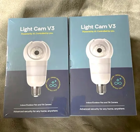 2 Luna Light Cam V3 PTZ 2K Wi-Fi Light Bulb Camera Indoor/Outdoor Night Vision