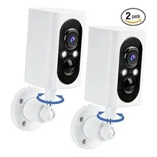 2 Pack Wireless Outdoor Security Cameras 2K WiFi Battery Powered Color Night Vis