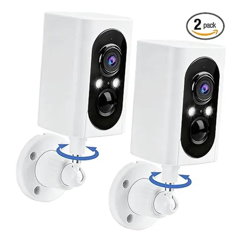 2 Pack Wireless Outdoor Security Cameras 2K WiFi Battery Powered Color Night Vis