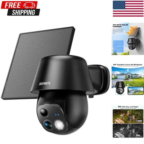 Solar Battery Powered Wireless WiFi Home Security Camera System Outdoor Pan/Tilt