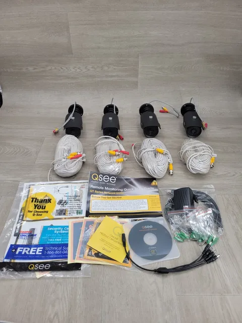 4 Total Q-See QM6006B Bullet Security Cameras – 600TVL, 120ft IR, BNC/12V NEW
