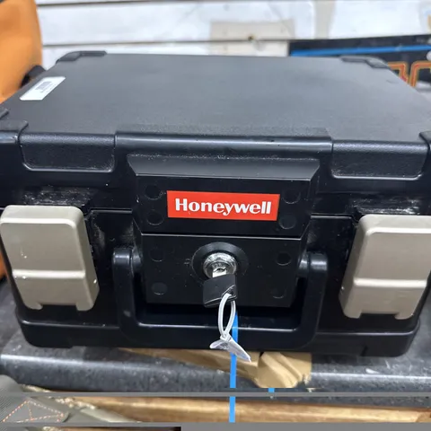 Honeywell 1104 Fire and Waterproof Chest with Key Lock 0.39 cu ft. Black Safe