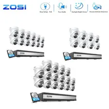 ZOSI 16CH 4K PoE Security Camera System Human Detection Audio Spotlight Outdoor
