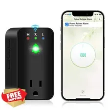 HIIXHC WiFi Power Outage Alarm Black with App Notifications