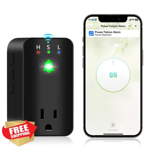 HIIXHC WiFi Power Outage Alarm Black with App Notifications