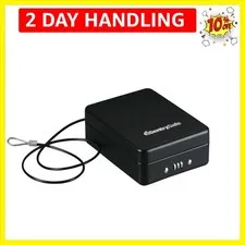 Small Safe, Black Lock Box with Combination Lock for Office or Dorm Secures M...