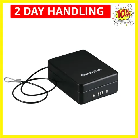 Small Safe, Black Lock Box with Combination Lock for Office or Dorm Secures M...