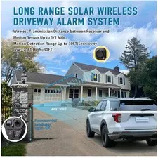 Expandable Long Range Driveway Alarm - Solar Wireless System//