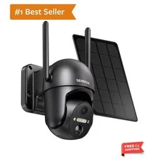 Solar Powered 2K Outdoor Camera: 360° View with Color Night Vision Capabilities