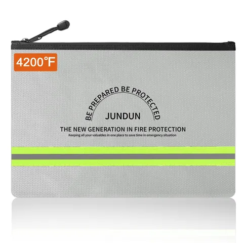 Fireproof Money Bag 10.6"x6.7" Waterproof Cash Zipper Closure Envelope Silver