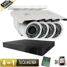 4CH 5-in-1 DVR 5MP 4-in-1 36IR Long Distance Lens Security Camera System Outdoor