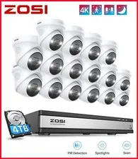 ZOSI H.265 + 4K 16CH POE NVR Home Surveillance IP Camera System Outdoor 4TB HDD