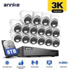 ANNKE 16CH DVR 5MP Two Way Audio Security Camera System AI Detection Color Night