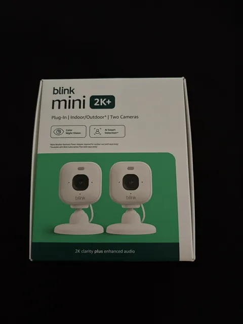Blink Mini 2K+ Compact plug-in security camera 2K video resolution 2 Pack NEW