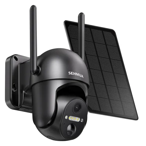 Wireless Solar Security Camera 2K, 360° View, Battery Powered, WiFi, Color Night