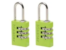 Master Lock Aluminium 3-Digit Combination 20mm Padlock Colour x 2 MLK7620TCOL