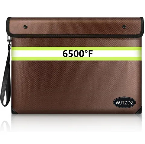 6500F Fireproof Waterproof Document Money Bag Zipper Reflective Strip A4 Safe
