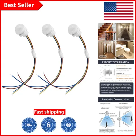 Versatile 3-Pack PIR Sensor Smart Switch: Auto Lighting Control Under 15 Lux