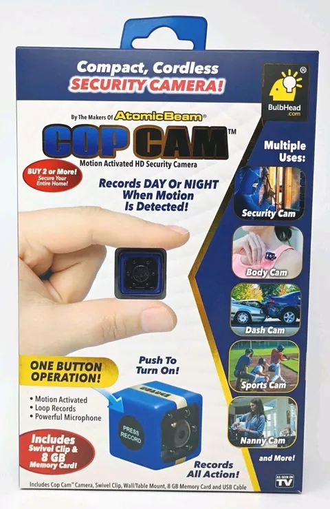 Cop Cam Compact, Cordless Security Camera Motion Activated HD