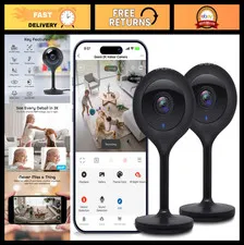 2-Pack 4MP Smart Indoor Security Cameras, 1440p Ultra HD, WiFi, Night Vision