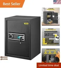 Safe Box, 2.1 CU.FT Fingerprint Safe Box for Money w/ 2 Keys & Digital Keypad...