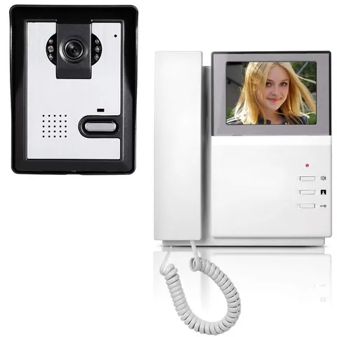 Video Door System, 4.3 Inches Clear LCD Monitor Wired Video Intercom Doorbell...