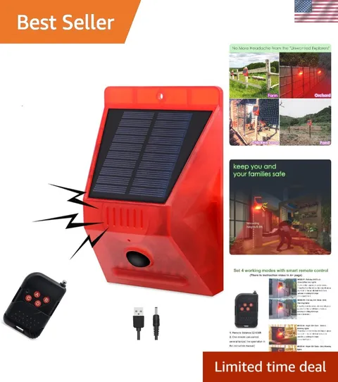 Solar Outdoor Motion Sensor Alarm,130db Loud Siren Lamp Noise Maker | 4 Worki...