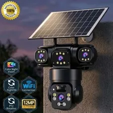 12MP 3 Lens Solar Camera Outdoor Wireless WiFi CCTV Security Camera 360° Pan