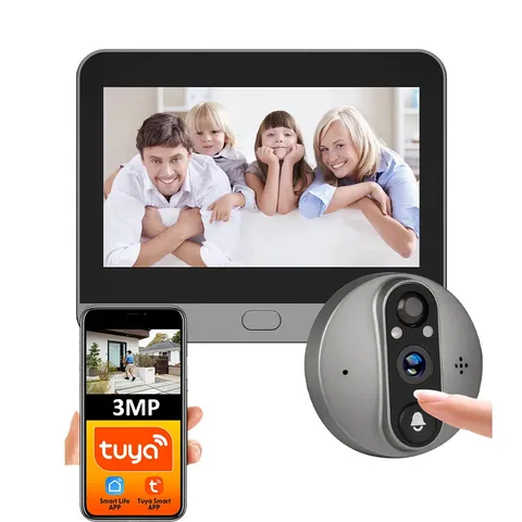 REHENTINT Tuya WiFi 1080P Video Peephole Doorbell Camera 4.3in PIR Alexa