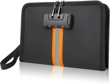 Fireproof Money Bag,Money Bag with Lock and Zipper,Safe Fireproof Waterproof,Sui