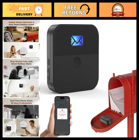 Smart Wireless Mailbox Chime Sensor | WiFi Mail Alert System with LED & Sound No