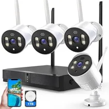 AUOSHI JKSXJ0000232 4pcs Wired Security Camera NVR System with 1TB Hard Drive