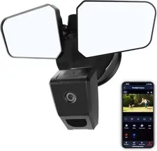 2 Pack Duola Outdoor Smart LED Motion Sensor Security Light Smart Camera, Black