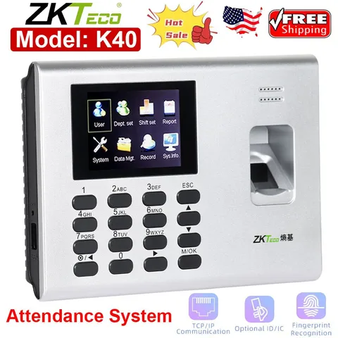 ZKTeco K40 Biometric Fingerprint Door Time Attendance System Built-in Battery US
