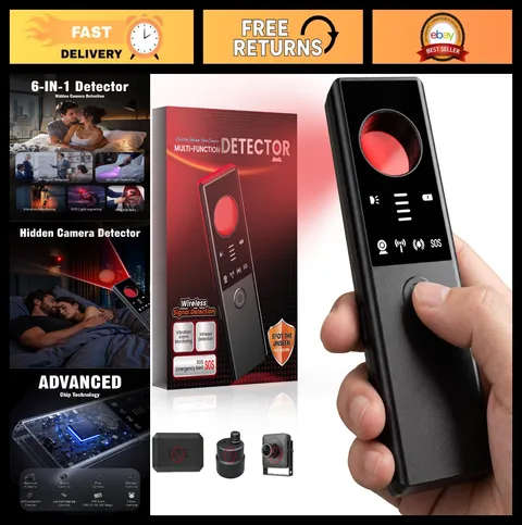 6-in-1 Hidden Camera & GPS Tracker, Anti-Spy Bug Detector, Portable Privacy Prot