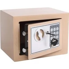 Small Steel Security Safe Box with Keypad,Key;0.23 Cu Ft, Gold | Electronic D...