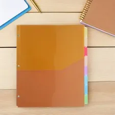 8pcs Binder Dividers with Tabs - Plastic Multicolored 3 Hole Punched Page