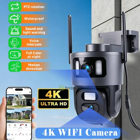 Wireless Security Camera Dual Lens Zoom 360° 4K PTZ Two-way Audio Smart Camera