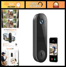 2K FHD Wireless Home Security Camera - Wi-Fi Video Doorbell, Night Vision, Two-W