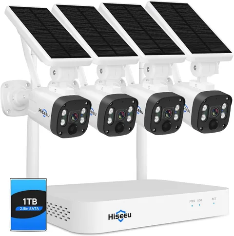 [1TB HDD,4MP Spotlight]  Solar Wireless Security Camera System,10Ch HD 4K Nvr,Ni