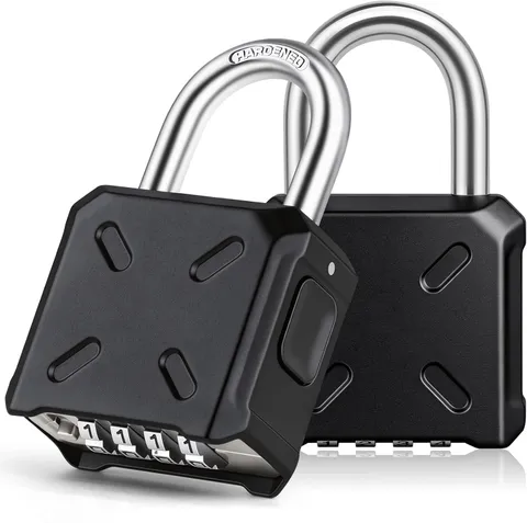 HUANLANG 2 Pack Combination Padlock Heavy Duty, Outdoor Padlock [One-Touch Unloc