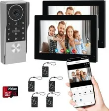 Video Doorbell Intercom 2 Wired w/Keypad Dual 7" Screens Home Security