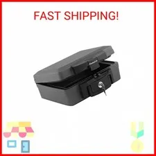 SentrySafe Fireproof and Waterproof Safe, Black Portable Lock Box with Key Lock