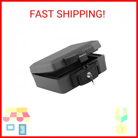 SentrySafe Fireproof and Waterproof Safe, Black Portable Lock Box with Key Lock