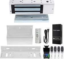 Door Access Control System 1200lbs Magnetic Lock Kit with ZL Bracket 4 Remote