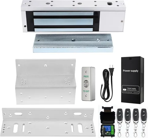 Door Access Control System 1200lbs Magnetic Lock Kit with ZL Bracket 4 Remote