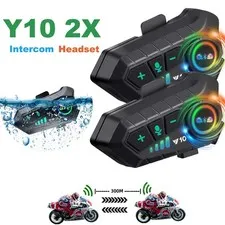 Kebidumei YP10 2X Bluetooth 5.3 Helmet Intercom Headset Waterproof 300m Range
