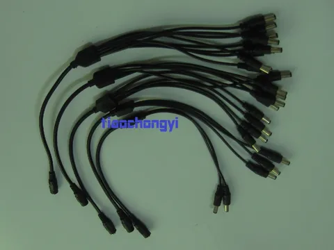 5.5x2.1mm DC Power Splitter Adaptor Cable Female to Male connect for CCTV Camera