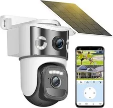Leibuu 8MP 4K Solar Security Camera Outdoor, Dual Lens Wireless WiFi PTZ Came...